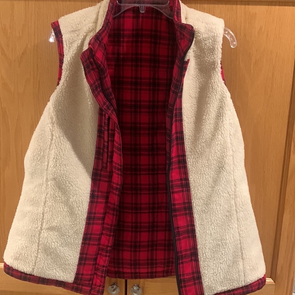 Duluth Trading Co. Sherpa Lined Buffalo Check Plaid Vest Women’s Size Large - Picture 12 of 15